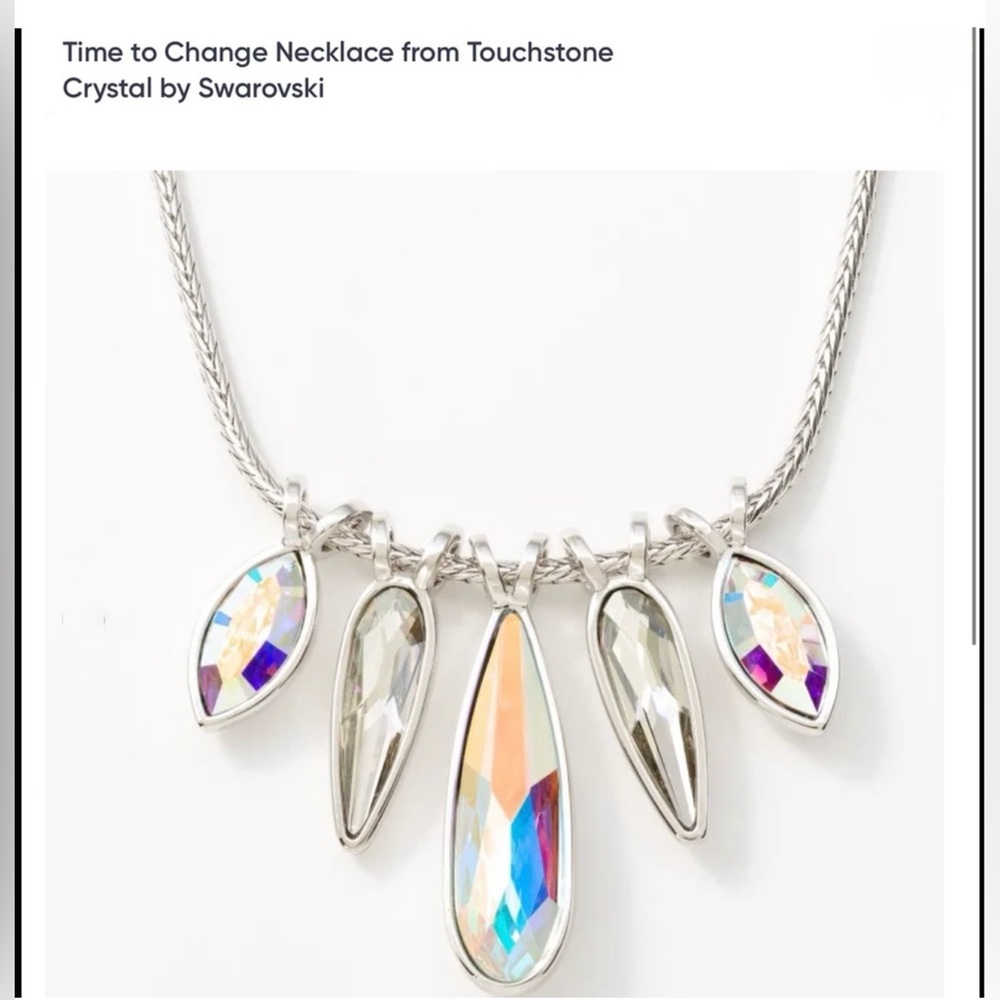 Touchstone Crystal “Time To Change” Necklace.  New In Box.  16”-18” Silver Chain